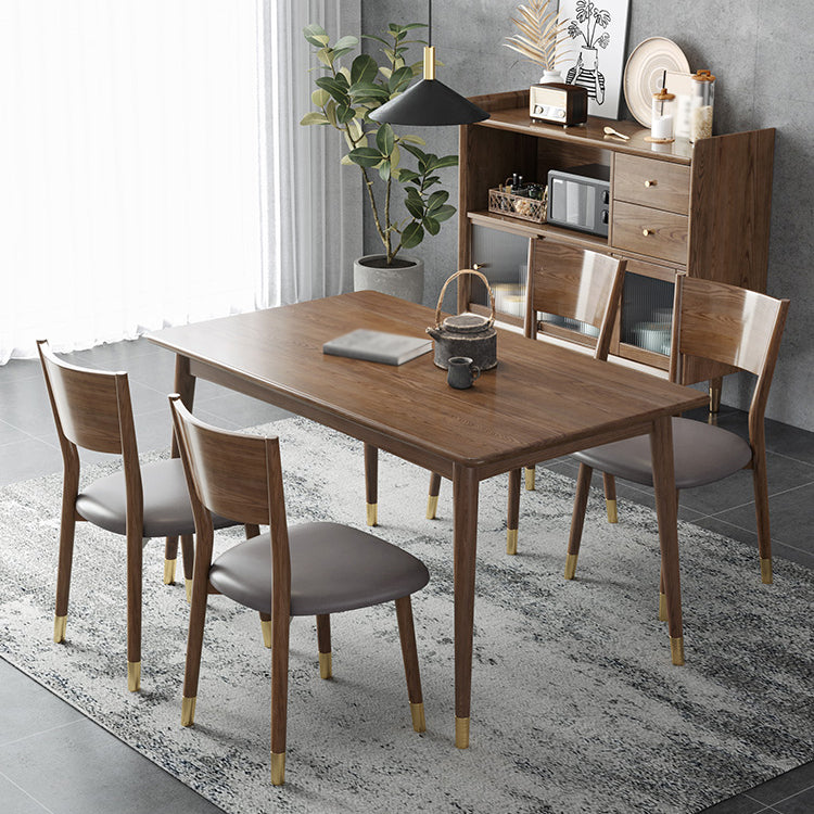 Modern Style Ash Wood Dining Table 4 Legs Rectangular Table in Wood Color