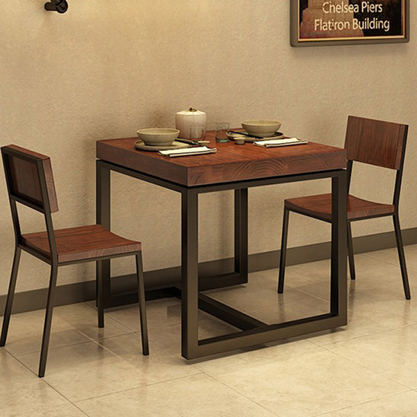 Massivholz Industrial Esstisch Brauner Quadratisch mit Trestle -Basis für Esszimmer
