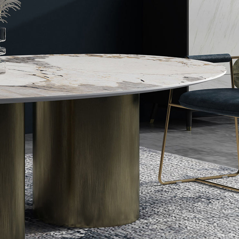 Metal Traditional Luxury Oval Indoor Table Sintered Stone Table for Dining Room