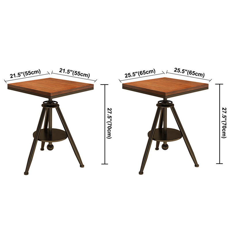 Solid Wood Industrial Dining Table Adjustable Square Table with Black Frame for Dinning Room