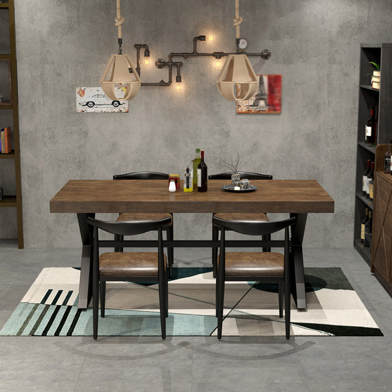 Stile industriale Tavolo da pranzo in pino da pino tavolo da rettangolo con base di cavalletto