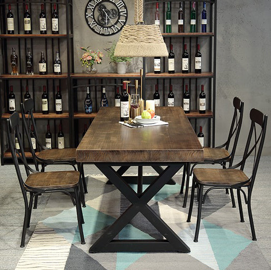 Stile industriale Tavolo da pranzo in pino da pino tavolo da rettangolo con base di cavalletto