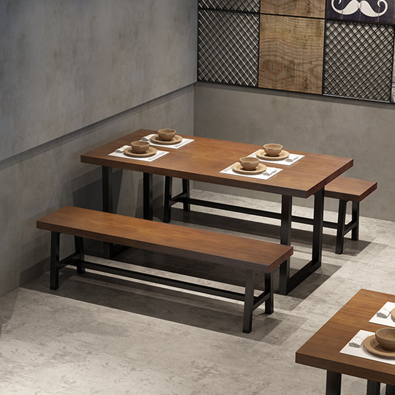 Table à manger industrielle en bois massif table de rectangle marron avec base de traîneau pour salle à manger