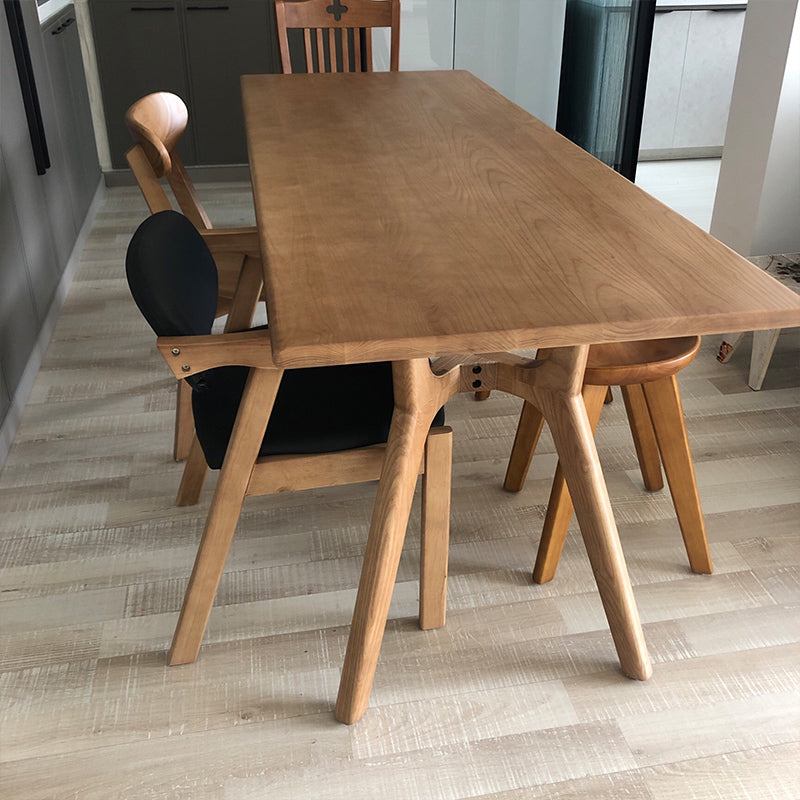 Contemporary Style Pine Dining Table 4 Legs Solid Wood Rectangle Table for Home