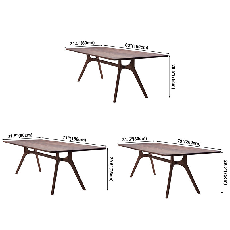 Contemporary Style Pine Dining Table 4 Legs Solid Wood Rectangle Table for Home