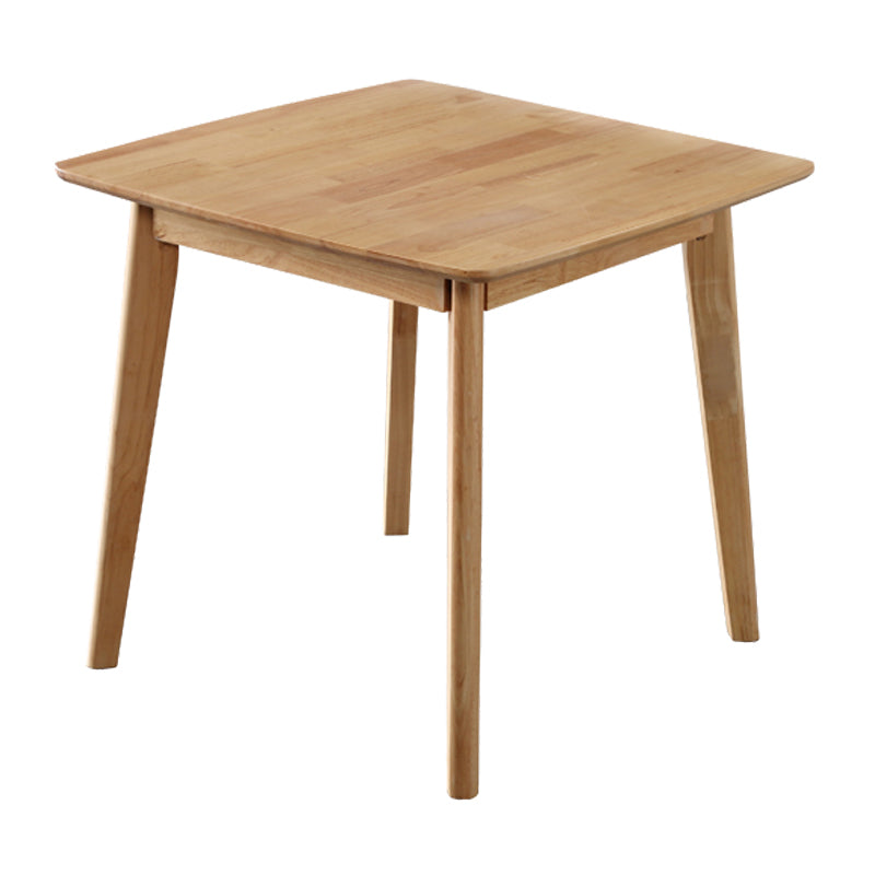 Square Industrial Dining Table Wood Color Fixed Table with Rubberwood Solid Wood