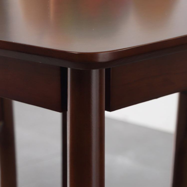 Square Industrial Dining Table Wood Color Fixed Table with Rubberwood Solid Wood