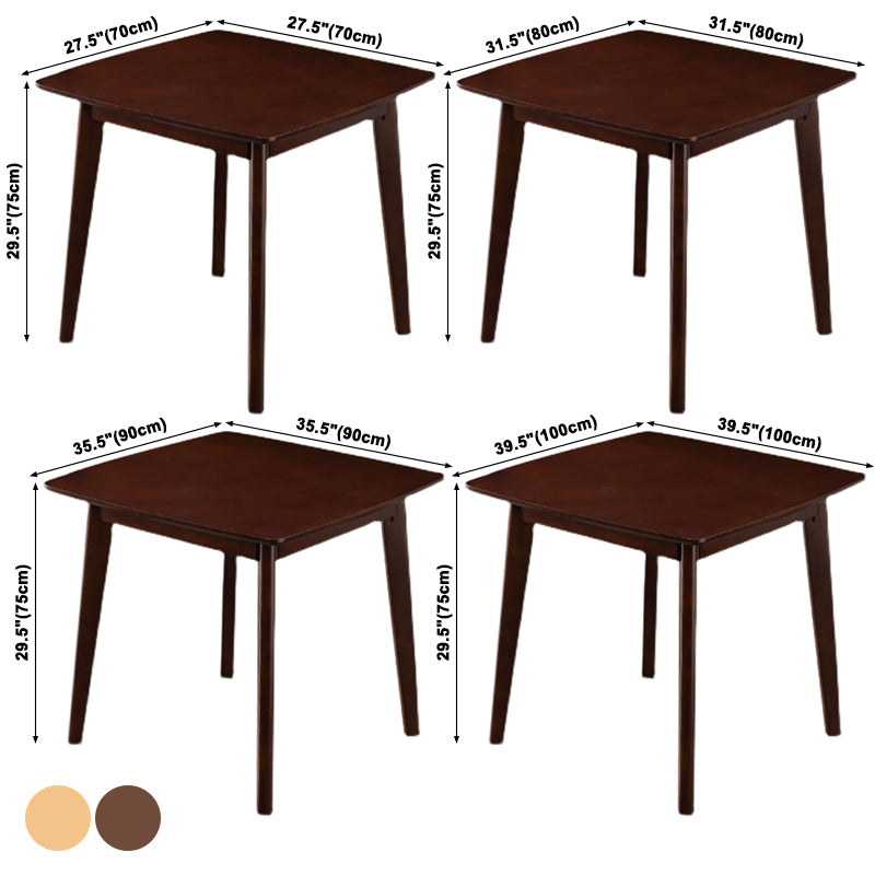 Square Industrial Dining Table Wood Color Fixed Table with Rubberwood Solid Wood