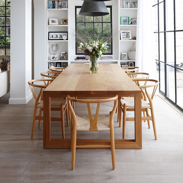 Simplicity Style Solid Wood Dining Table 4 Legs Base Rectangle Table for Home