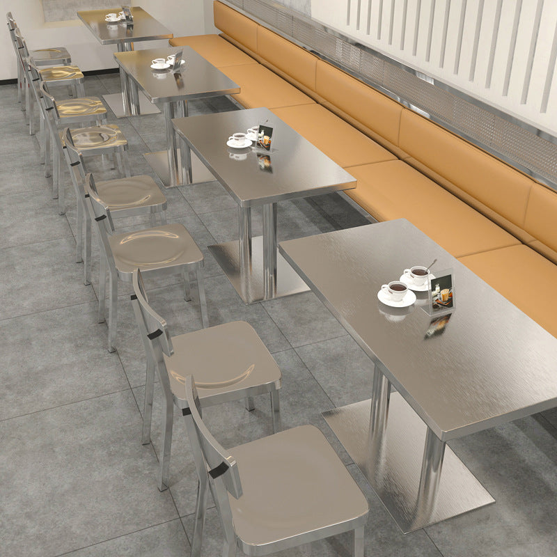 Industrial Stainless Steel Dining Table Metal Base Table for Dinning Room