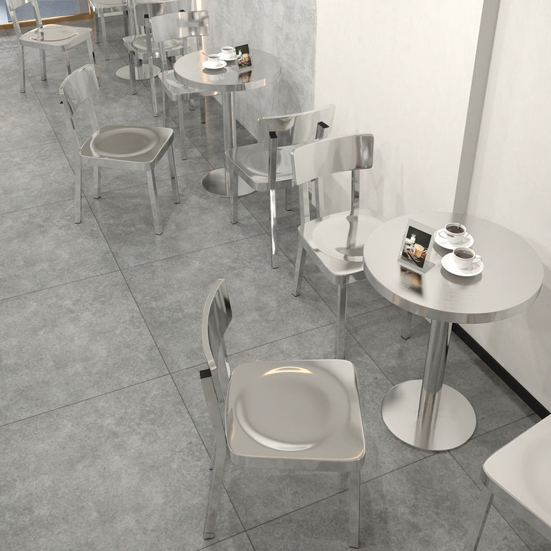 Industrial Stainless Steel Dining Table Metal Base Table for Dinning Room