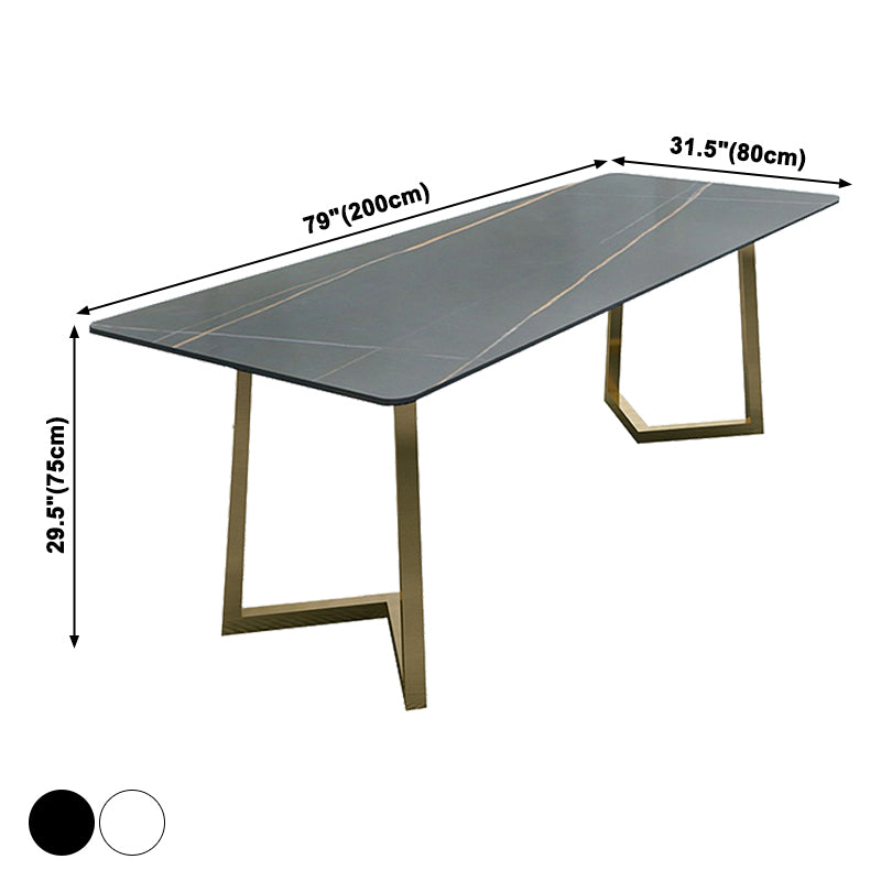 Rectangle double piédestal glam glam table table à manger en deux couleurs table de pierre frittée