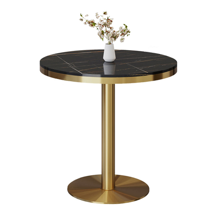 Traditional Luxury Round Dining Table Sintered Stone Dining Table with Pedestal Base