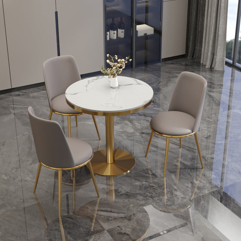 Traditional Luxury Round Dining Table Sintered Stone Dining Table with Pedestal Base
