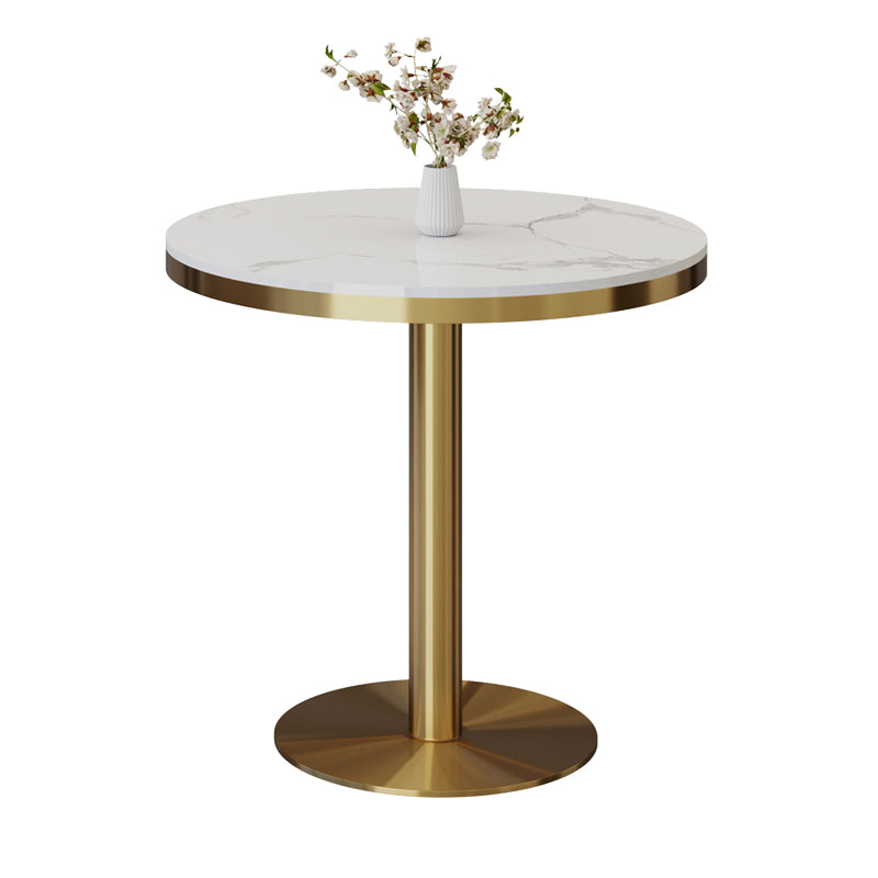 Traditional Luxury Round Dining Table Sintered Stone Dining Table with Pedestal Base