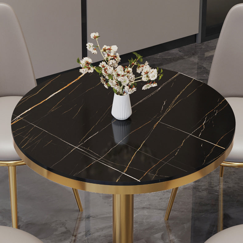 Traditional Luxury Round Dining Table Sintered Stone Dining Table with Pedestal Base