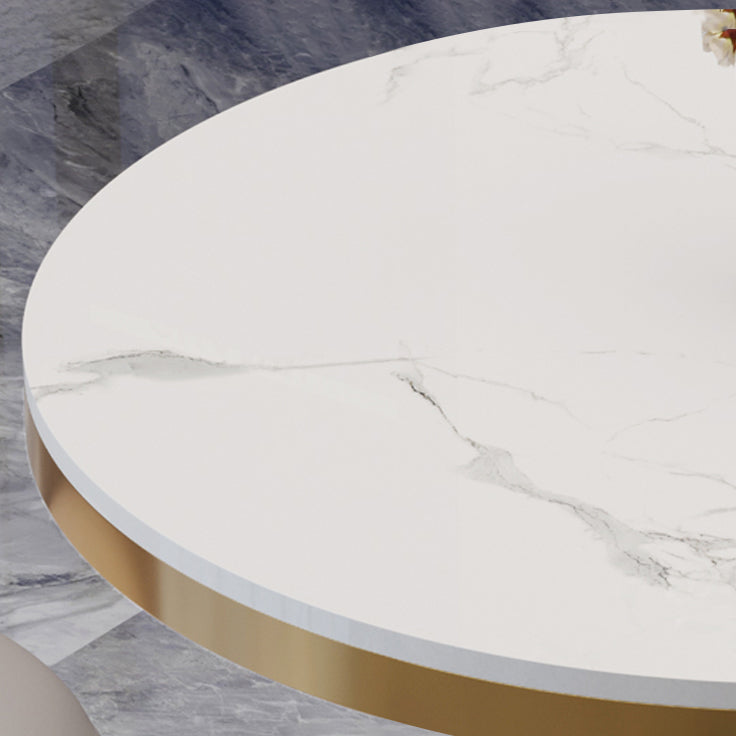 Traditional Luxury Round Dining Table Sintered Stone Dining Table with Pedestal Base