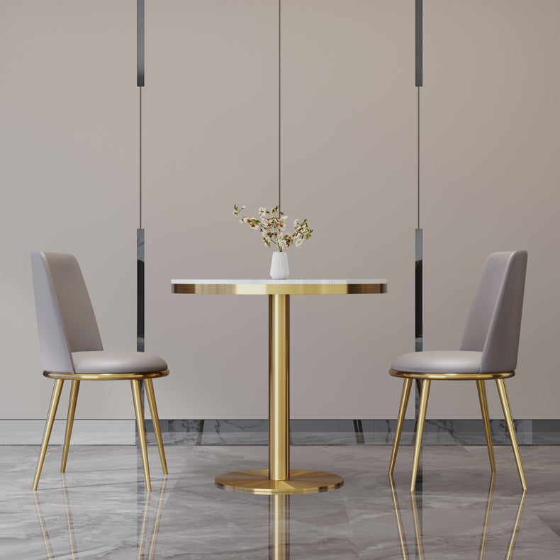 Traditional Luxury Round Dining Table Sintered Stone Dining Table with Pedestal Base