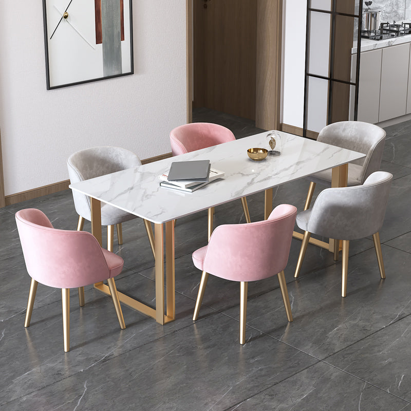Traditionele luxe rechthoekige eettafel gesinterde stenen eettafel met dubbele voetstuk