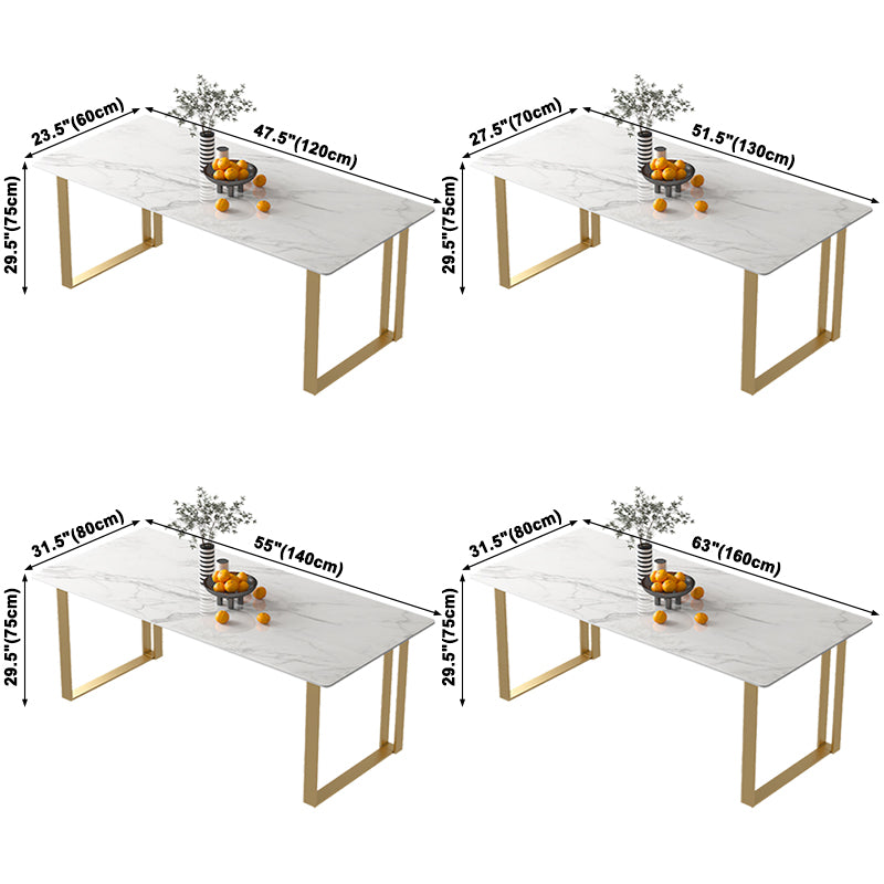 Traditionele luxe rechthoekige eettafel gesinterde stenen eettafel met dubbele voetstuk