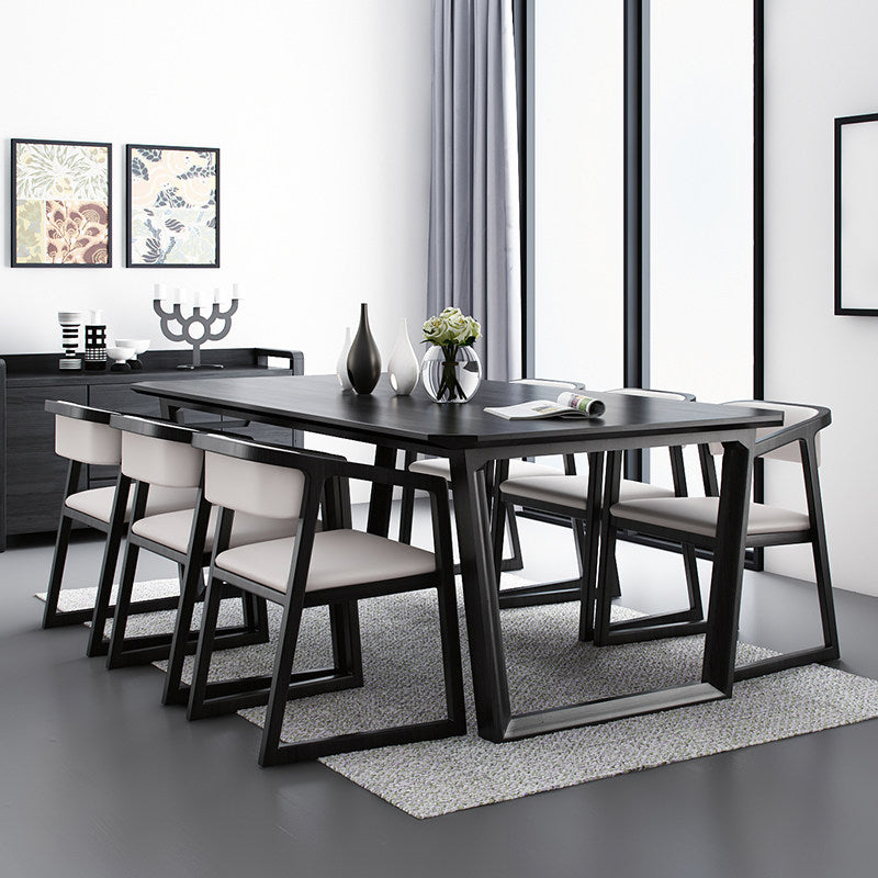 Mesa de comedor casera de estilo moderno Mesa de forma rectangular con pedestal doble