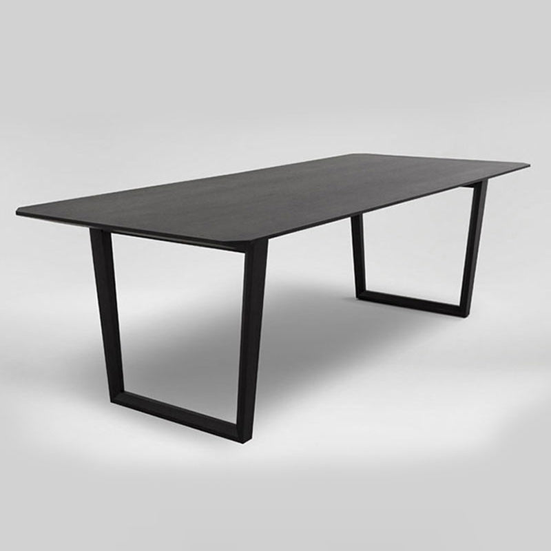 Mesa de comedor casera de estilo moderno Mesa de forma rectangular con pedestal doble