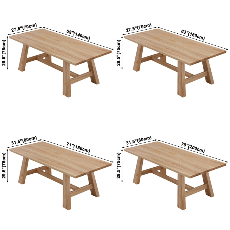 Moderne massive Holzküche Esstisch Khaki Rechteck Form Esstisch mit Trestle Basis