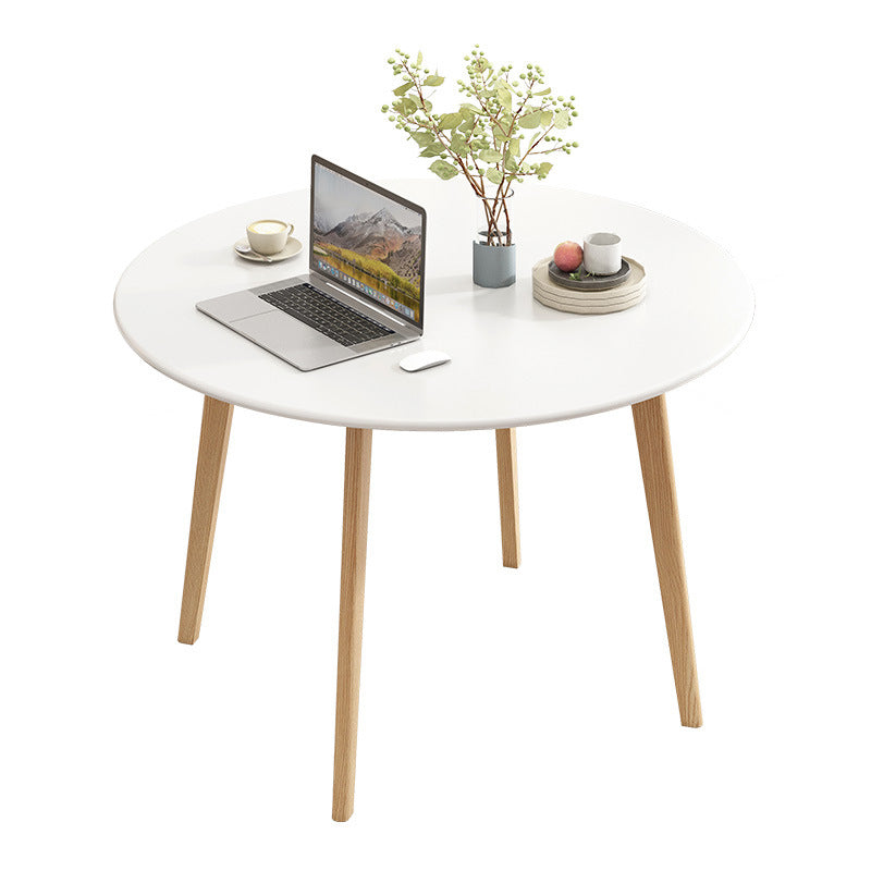 Round Solid Wood Two-Color Dining Table Simplicity 4 Legs Table for Dining Room