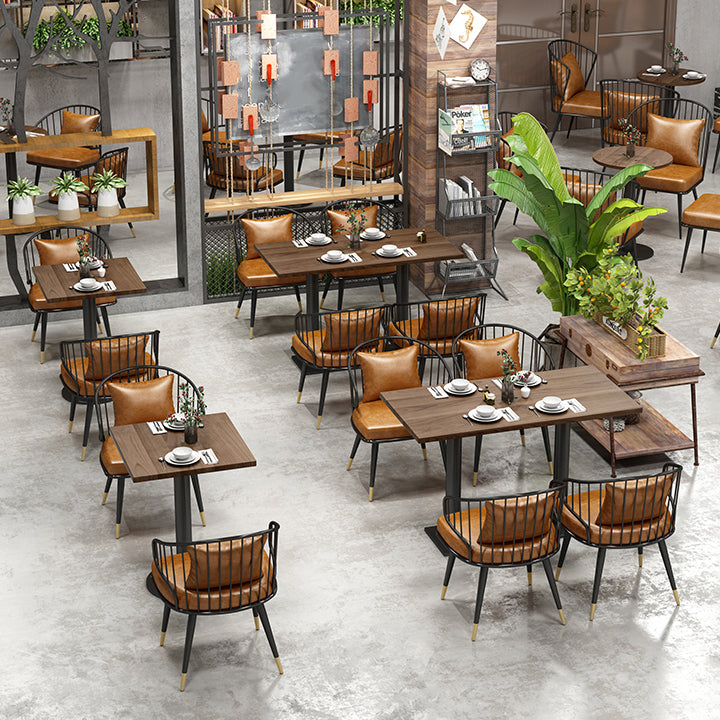 Industrial Dining Table Solid Wood Table with Black Metal Base for Home Kitchen Dinner