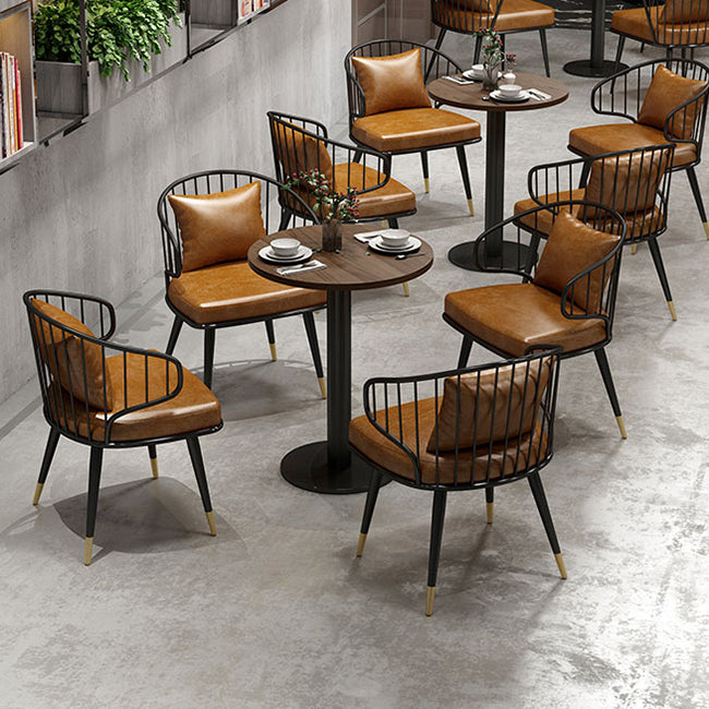 Industrial Dining Table Solid Wood Table with Black Metal Base for Home Kitchen Dinner