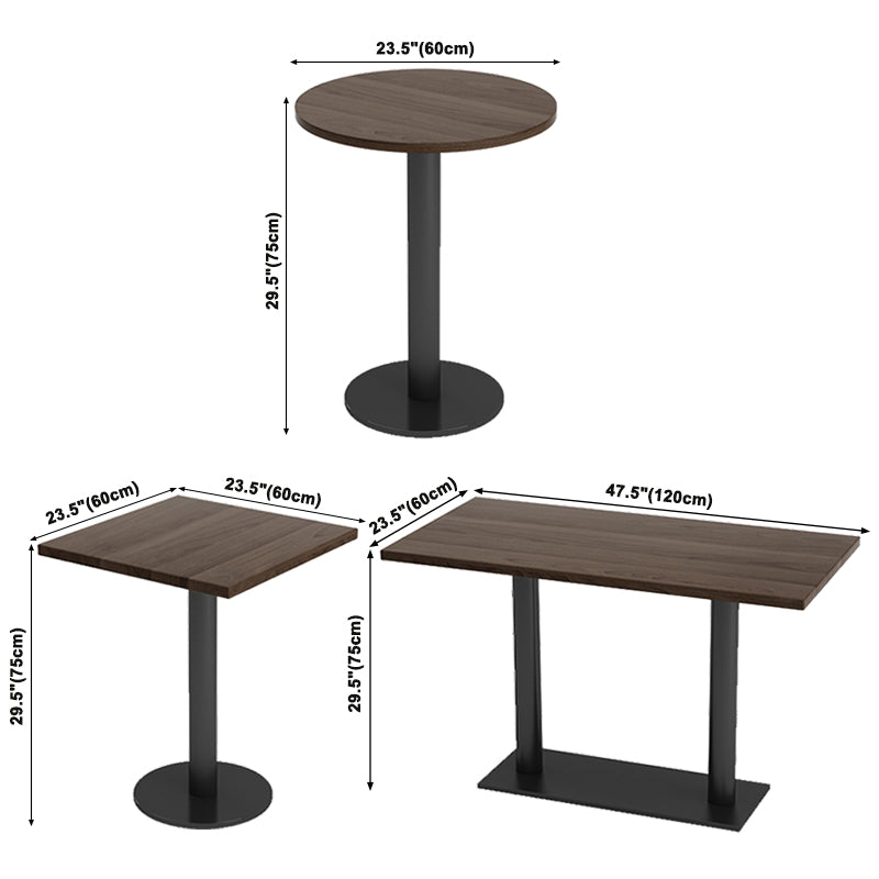 Industrial Dining Table Solid Wood Table with Black Metal Base for Home Kitchen Dinner