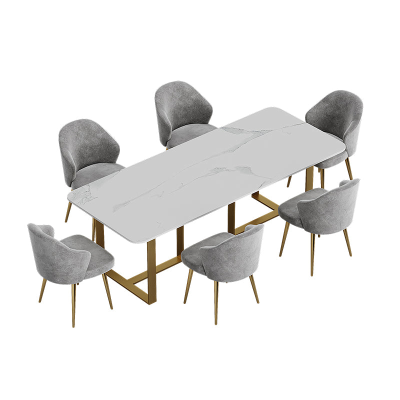 Sintered Stone White Dining Table Luxury Double Pedestal Table for Dining Room