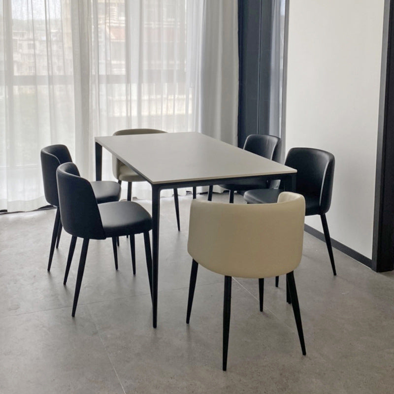 Home Scandinavian Side Chair Parsons Back Metal Upholstered Dining Room Chair