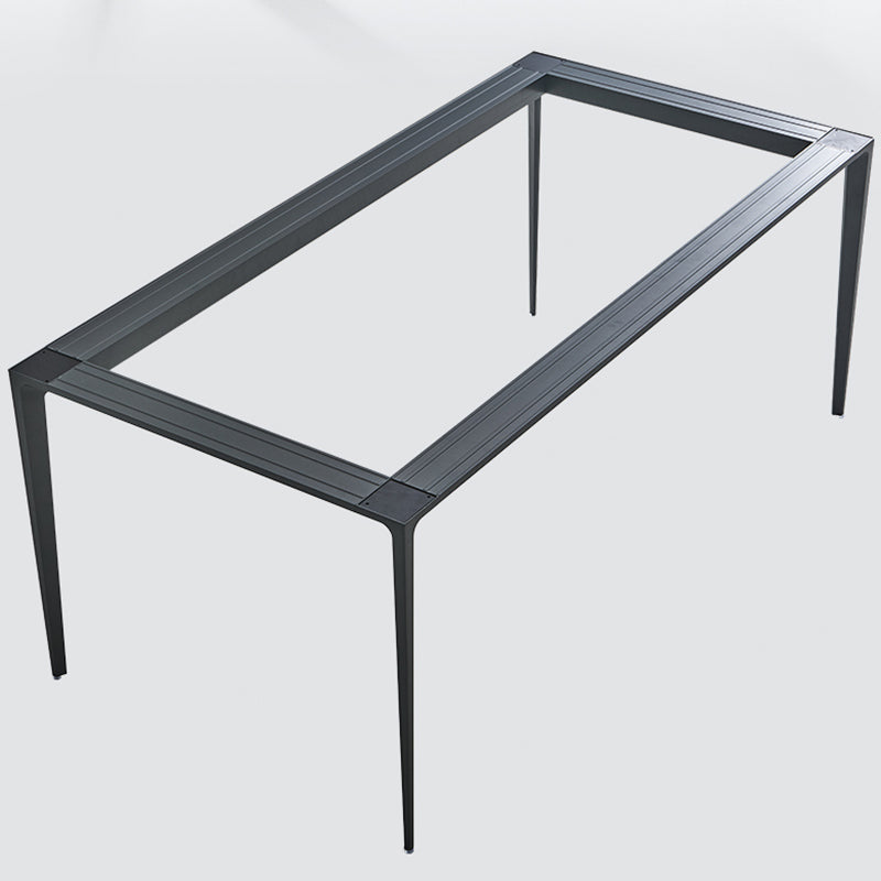 Grey Sintered Stone Top Dining Table Rectangle Table with Metal Base and 4 Legs