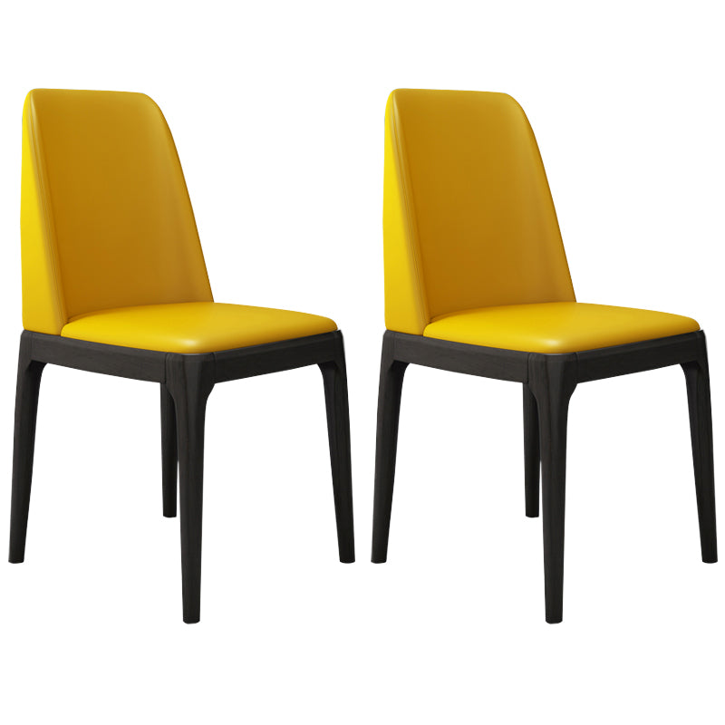 Chaise d'appoint de restaurant scandinave en cuir, chaise de salle à manger Parsons colorée