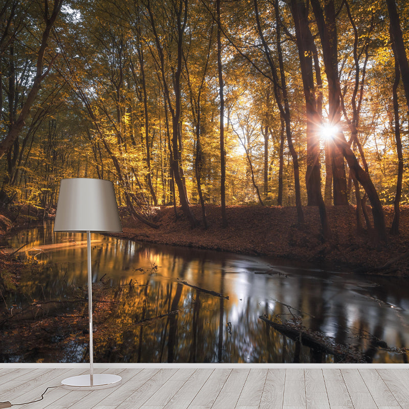 Forest Mural Mildew Resistant Contemporary Wall Covering for Dining Room