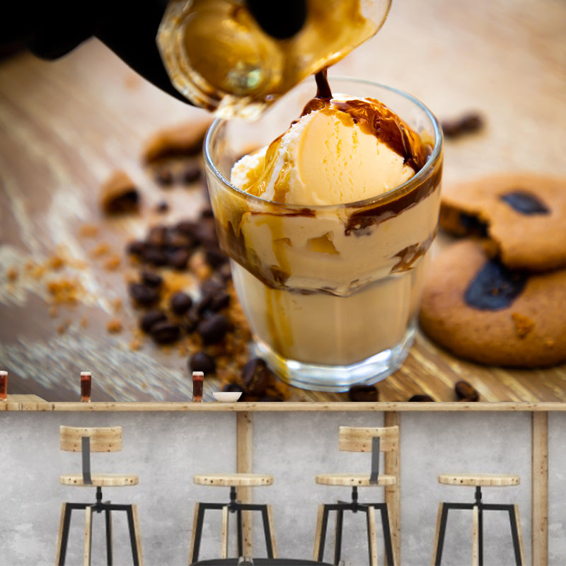Ice Cream Mural Mildew Resistant Contemporary Photography Wall Covering for Commercial Use