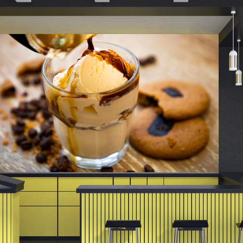 Ice Cream Mural Mildew Resistant Contemporary Photography Wall Covering for Commercial Use