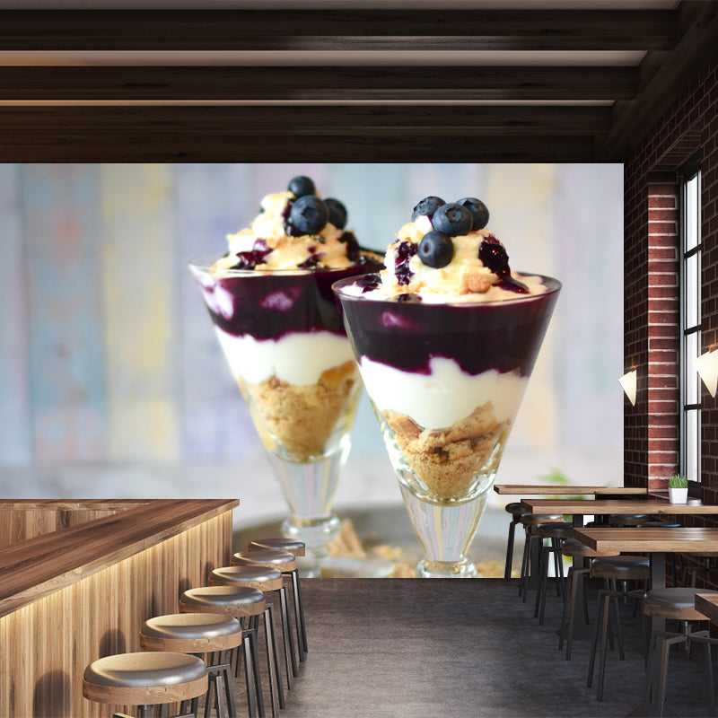 Ice Cream Mural Mildew Resistant Contemporary Photography Wall Covering for Commercial Use