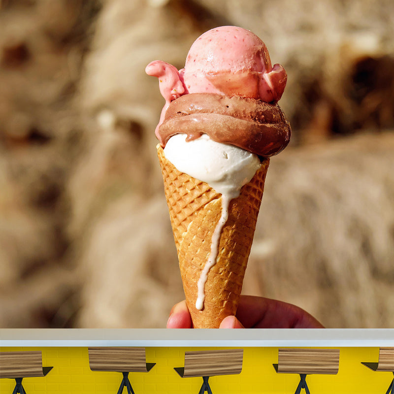 Dessert Shop Wall Mural with Ice Cream Painting Eco-friendly Wall Decor