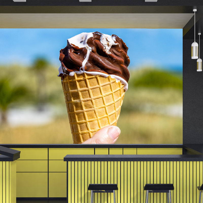 Dessert Shop Wall Mural Decor with Ice Cream Painting Environmental for Decoration