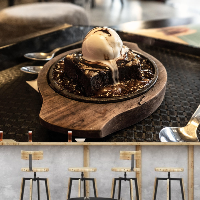 Delicious Ice Cream Mural Mildew Resistant Contemporary Wall Covering for Commercial Use