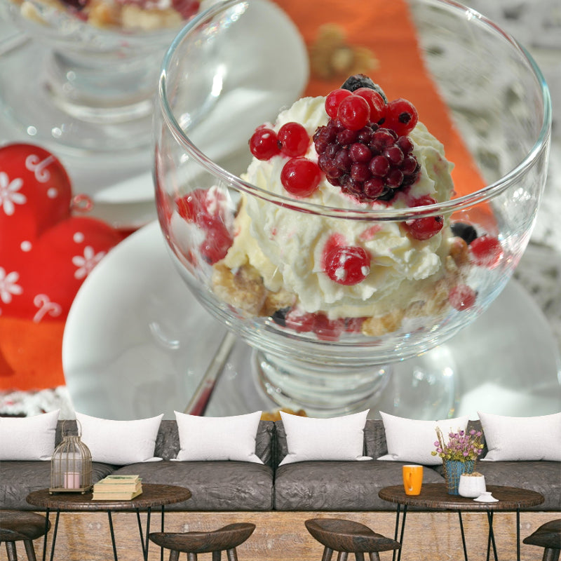 Delicious Ice Cream Mural Mildew Resistant Contemporary Wall Covering for Commercial Use