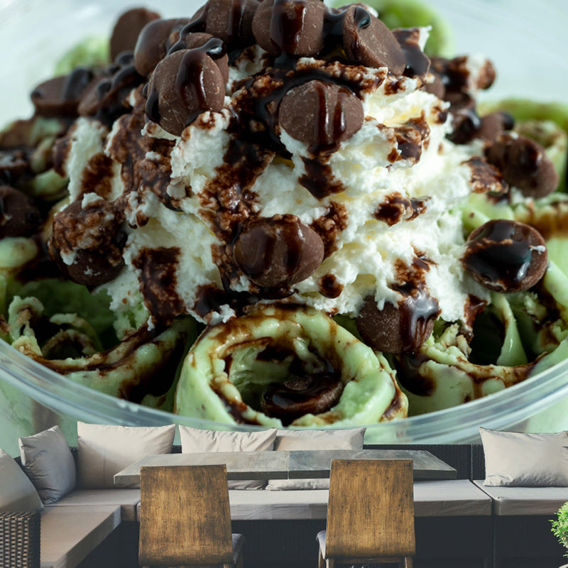 Dessert Shop Wall Mural with Ice Cream Painting Eco-friendly for Decoration