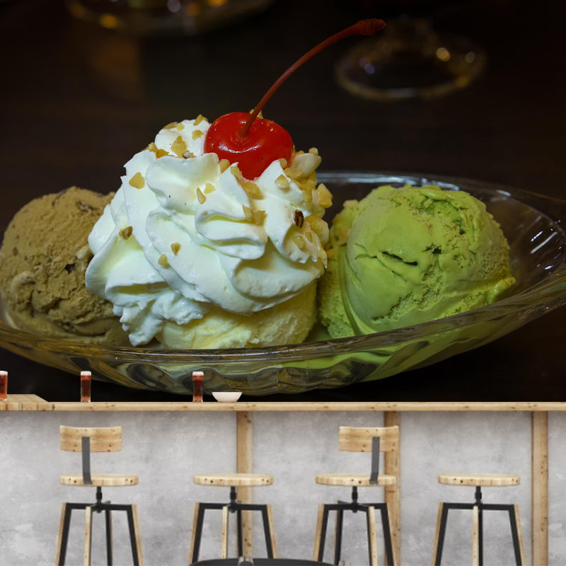 Modern Dessert Shop Mural Decor with Ice Cream Painting Eco-friendly Wallpaper