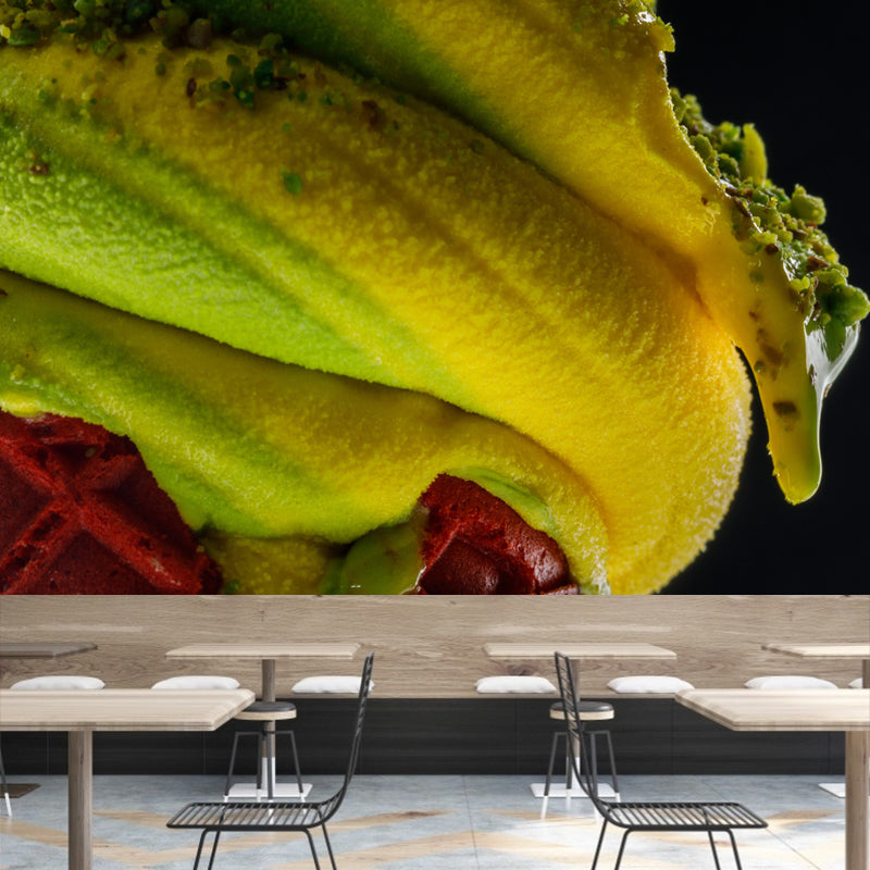 Nice Ice Cream Mural Mildew Resistant Contemporary Wall Covering for Commercial Use