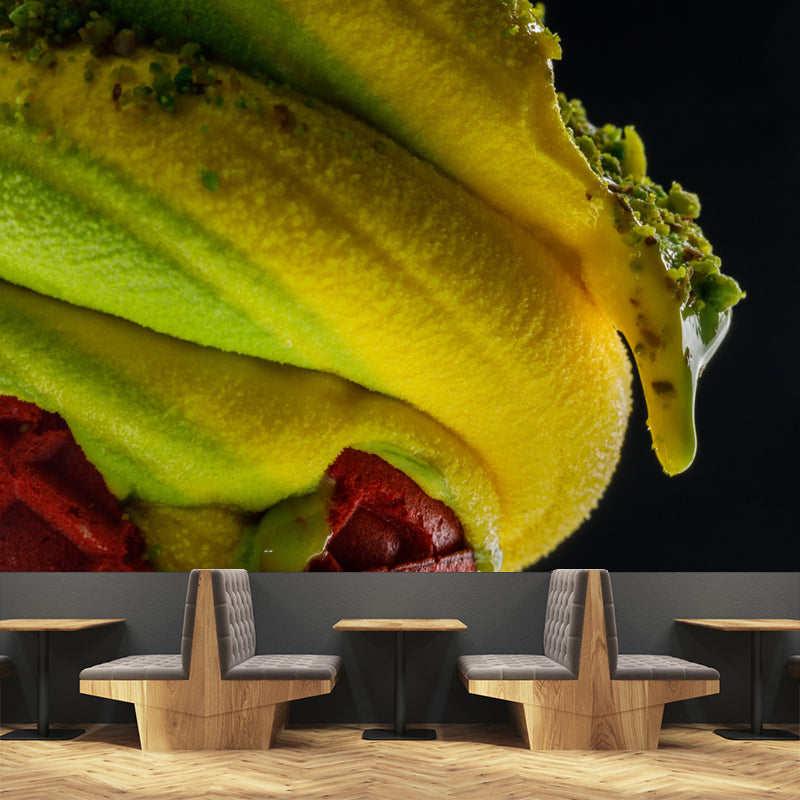 Nice Ice Cream Mural Mildew Resistant Contemporary Wall Covering for Commercial Use