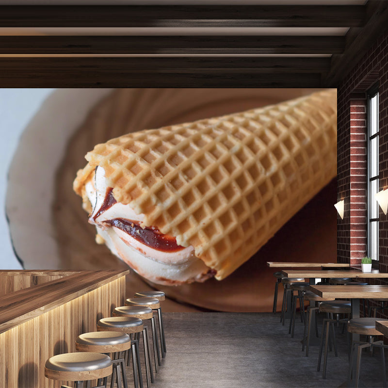 Contemporary Dessert Shop Wall Mural Decor with Ice Cream Painting Eco-friendly for Decoration