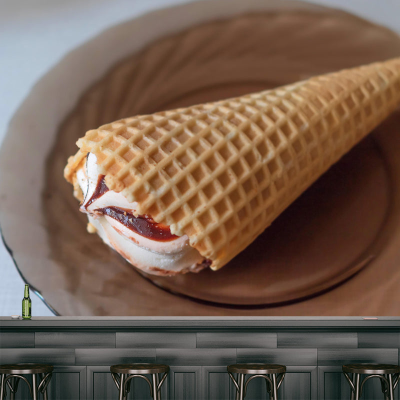 Contemporary Dessert Shop Wall Mural Decor with Ice Cream Painting Eco-friendly for Decoration