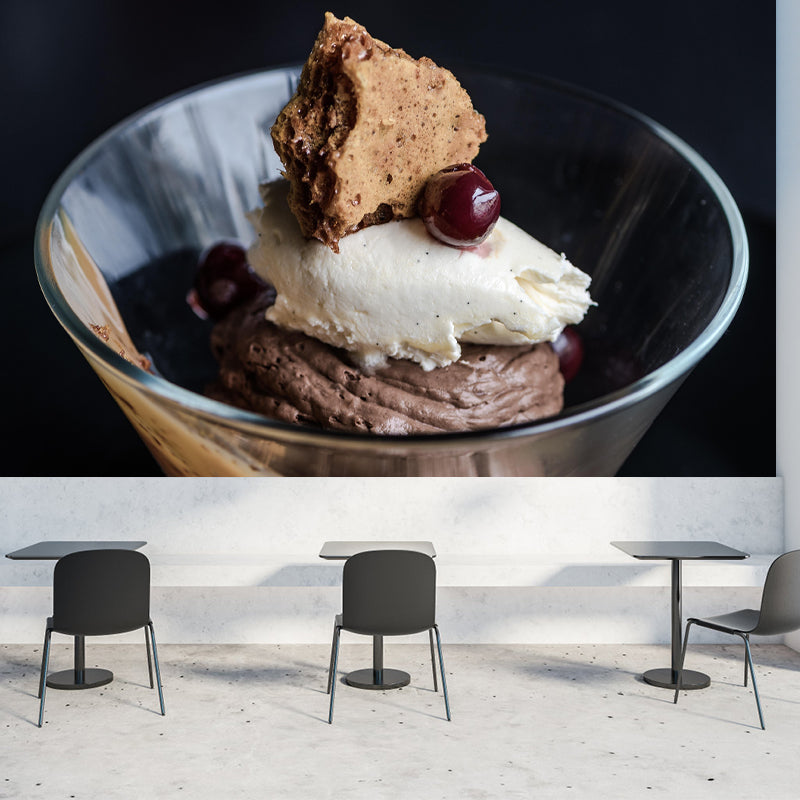 Ice Cream Mural Mildew Resistant Contemporary Style Wall Covering for Commercial Use
